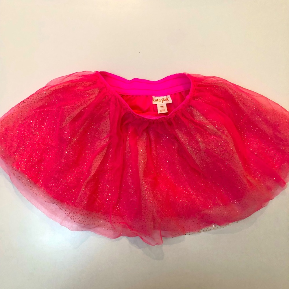 Hot pink baby/toddler glittery tutu Cat and Jack elastic waist Sparkle